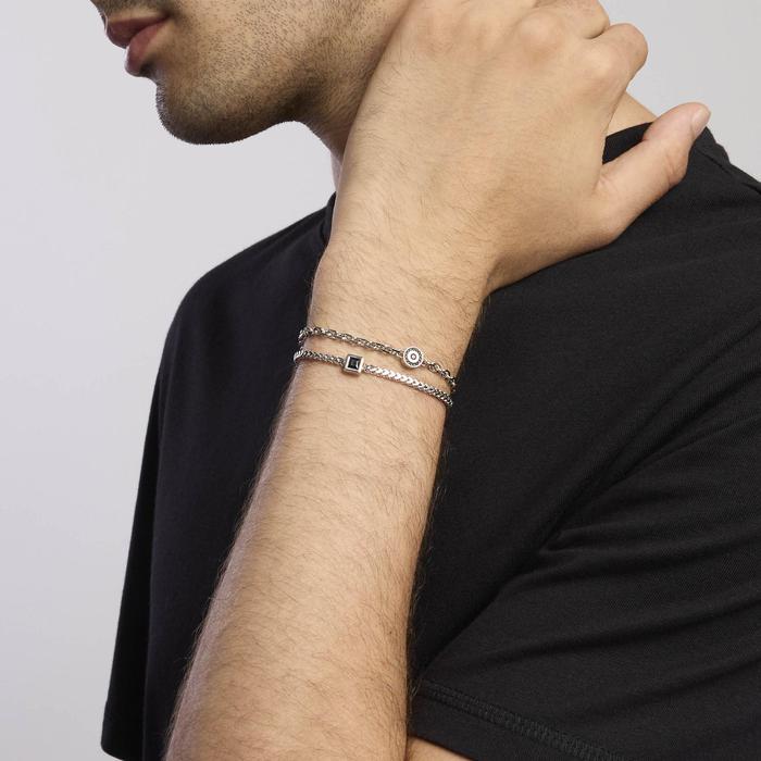 Bracciale in argento con catena franco BLACK CODE