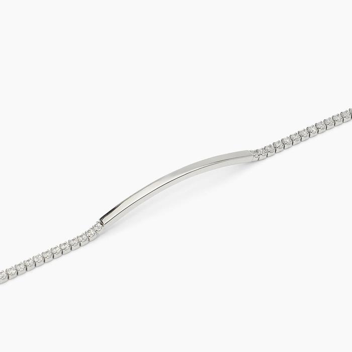 Bracelet en argent avec plaque et zircone blanche GENTLEMAN