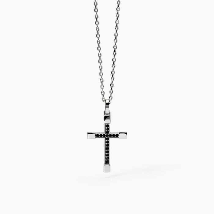 Collier en argent avec croix en zircone mystique