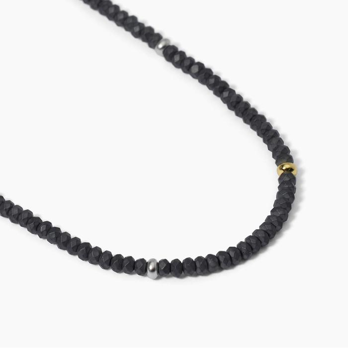 Collier en argent avec hématite et inserts en or ON ROAD