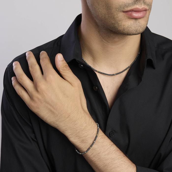 Collier en argent avec hématite et inserts en or ON ROAD