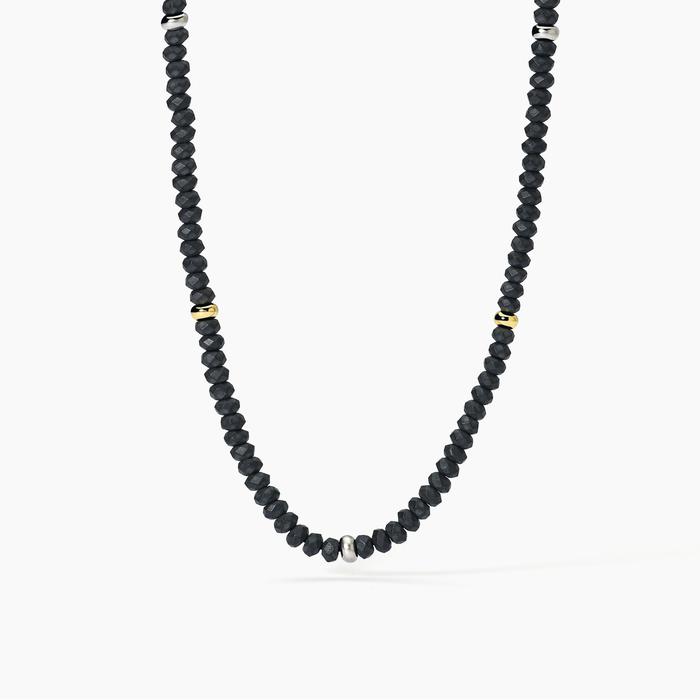 Collier en argent avec hématite et inserts en or ON ROAD