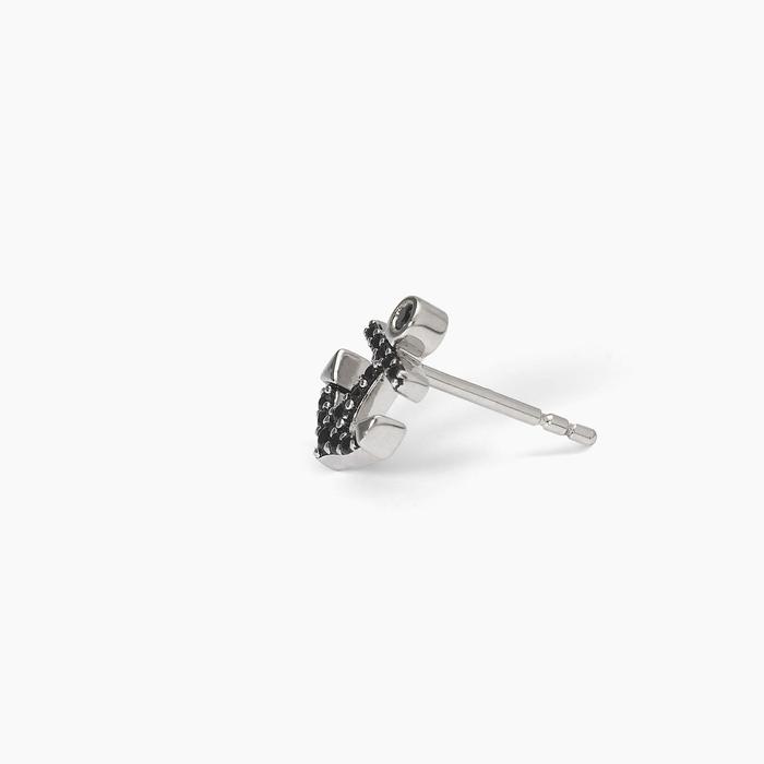 NAVY RULE Pavé Anchor Silver Earring