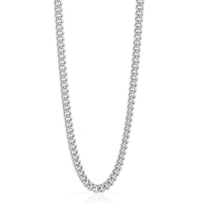 Small Curb Chain Necklace in Silver Bronze