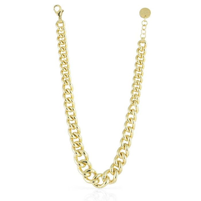 Collana in bronzo dorato con catena grumetta a scalare