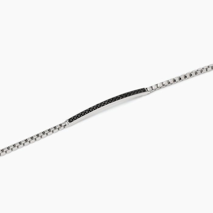 Bracelet homme en argent avec plaque et zircone Cosmopolitan