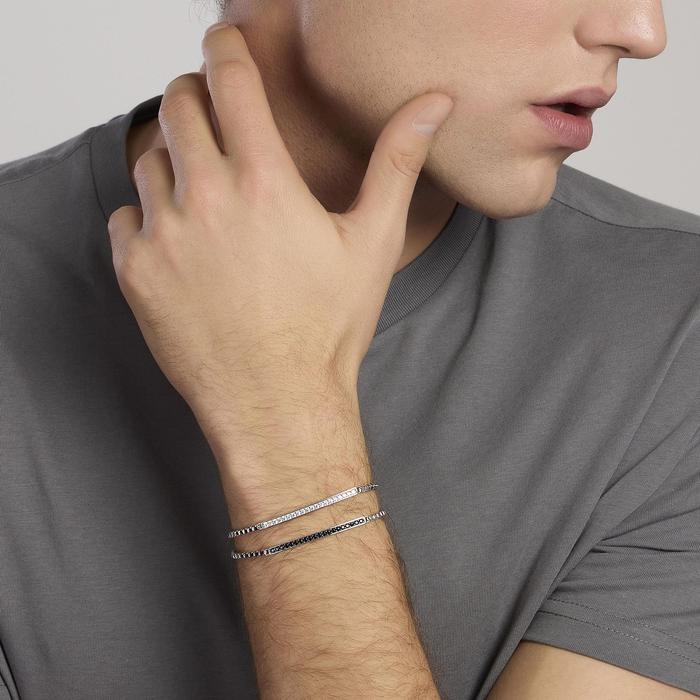 Bracelet homme en argent avec plaque et zircone Cosmopolitan