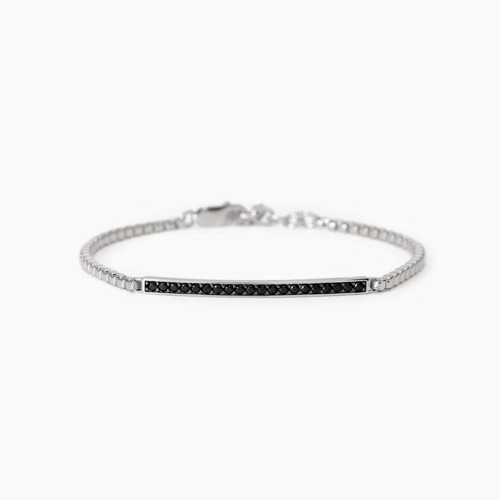 Bracelet homme en argent avec plaque et zircone Cosmopolitan