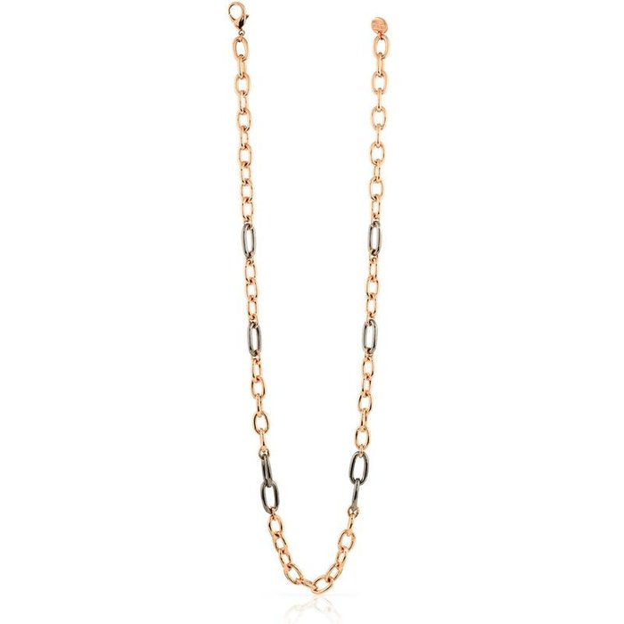 Collana in bronzo dorato rosa e nero