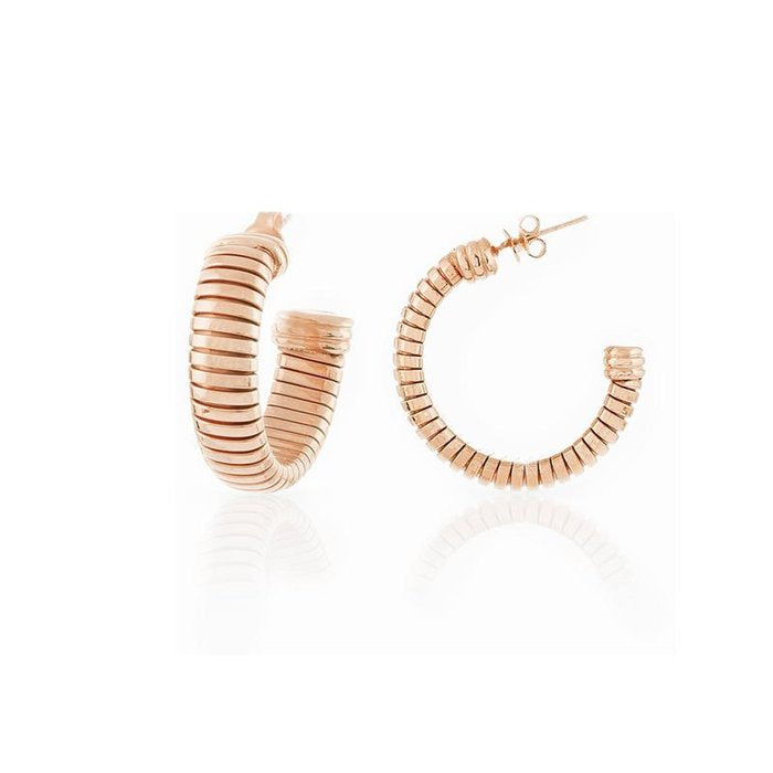 Orecchini Tubogas in bronzo dorato rosa