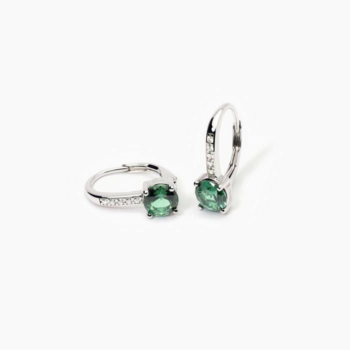 Boucles d'oreilles Isabel en argent avec émeraudes et zircones