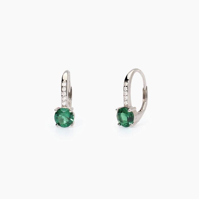 Boucles d'oreilles Isabel en argent avec émeraudes et zircones