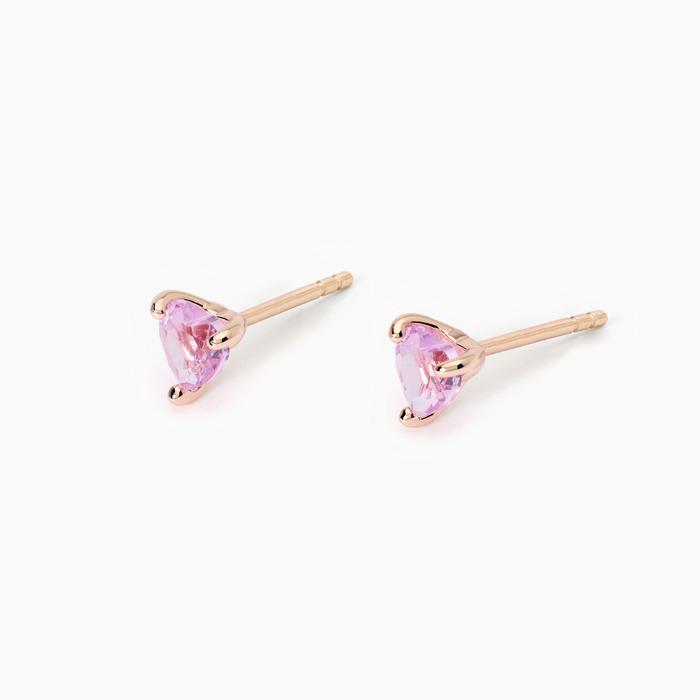 Boucles d'oreilles en argent plaqué or rose avec tourmaline synthétique Rouge