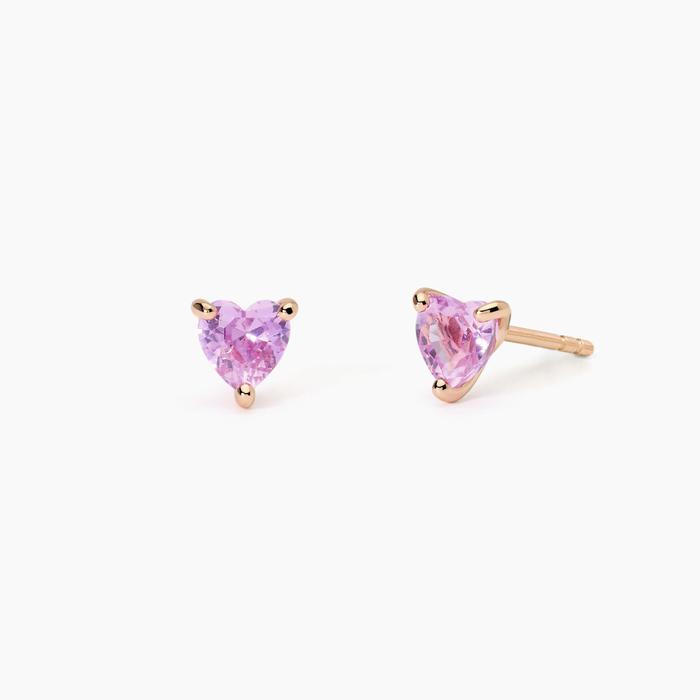 Boucles d'oreilles en argent plaqué or rose avec tourmaline synthétique Rouge