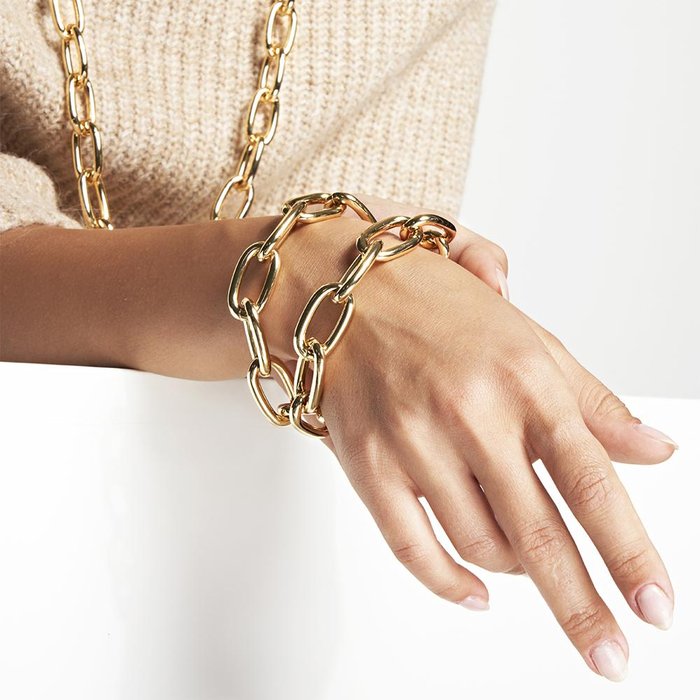 Bracciale catena forzatina in bronzo dorato lucido