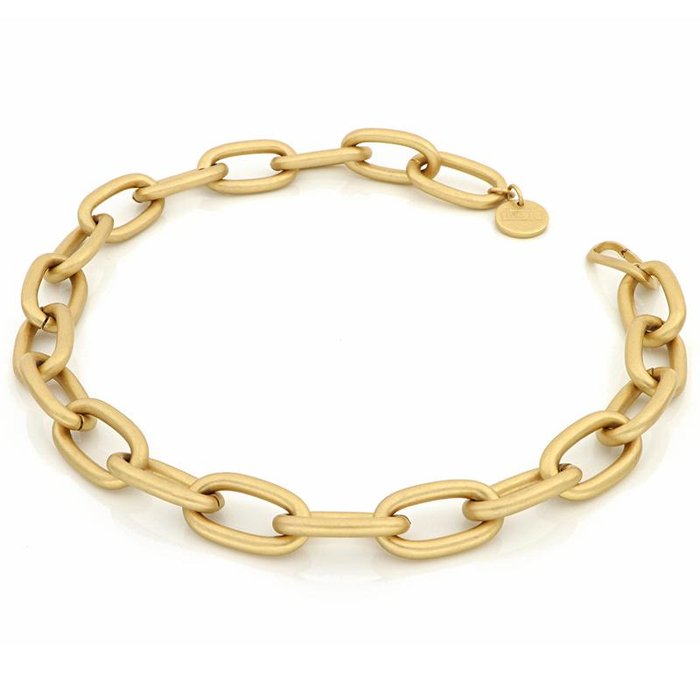 Necklace with satin gold-plated bronze forzatina chain