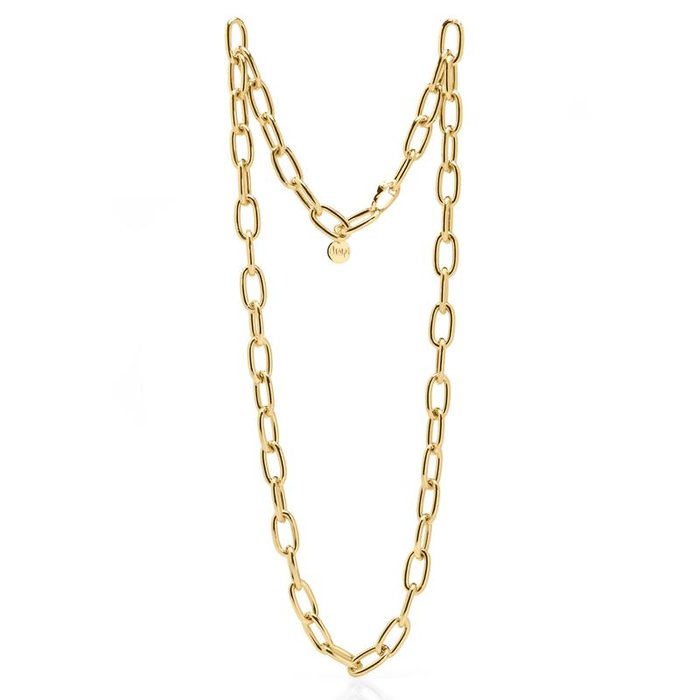 Collana catena lunga in bronzo dorato lucido