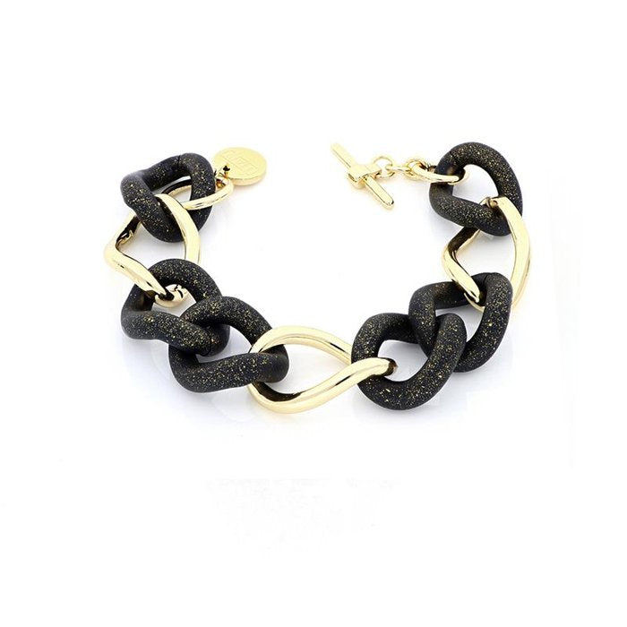 Bracciale in bronzo dorato e nero