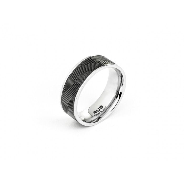 Anello pvd nero bordi acciaio