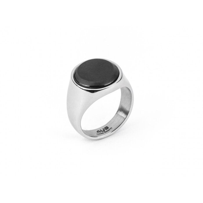 Anello acciaio pvd nero tondo