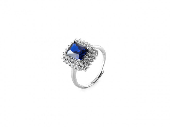 Anello zircone blu