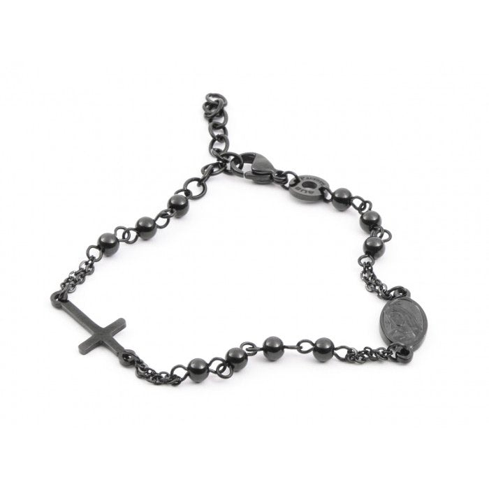 Bracciale Rosario con placchetta nera
