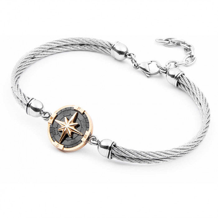 Bracelet à deux brins avec boussole bicolore