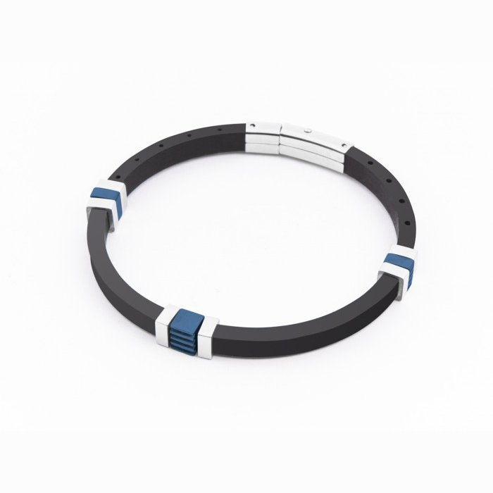 Bracelet en caoutchouc noir et bleu