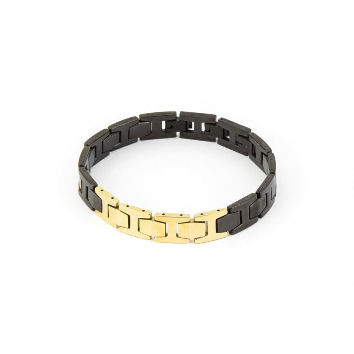 Bracciale tungsteno pvd nero e oro