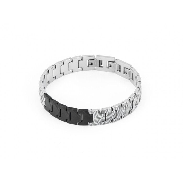 Bracciale tungsteno acciaio satinato e pvd nero