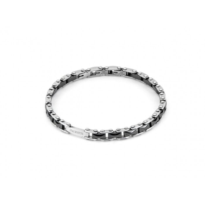 Bracciale acciaio e ceramica nera