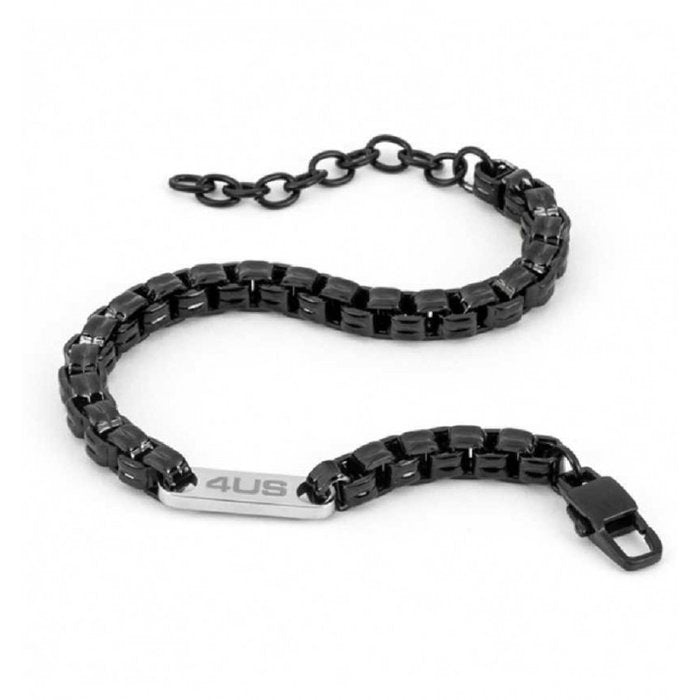 Bracciale catena incatenata e piastra argentata