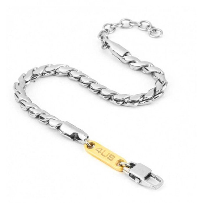 Bracelet en maille corde et plaque dorée