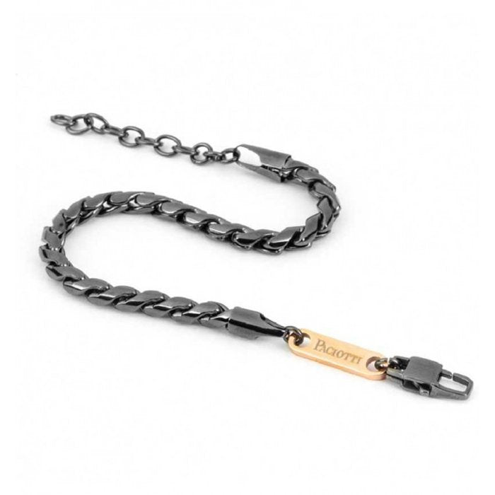 Bracciale brunito catena grumetta e piastra dorata