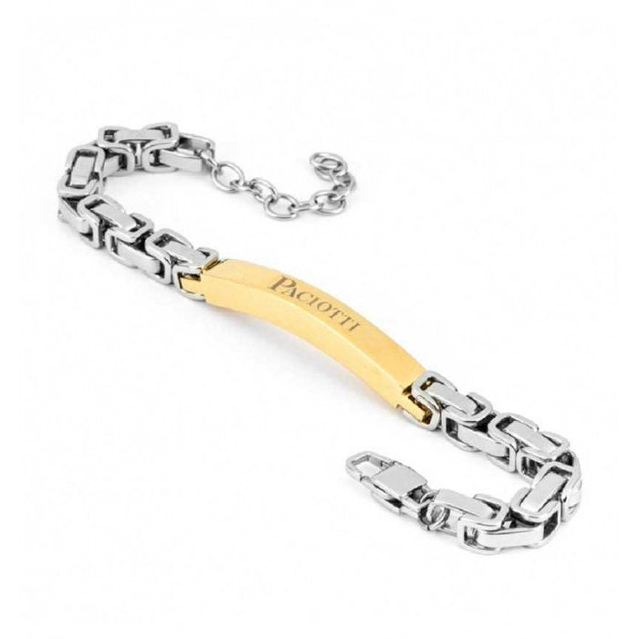 Bracciale maglia catena con piastra dorata