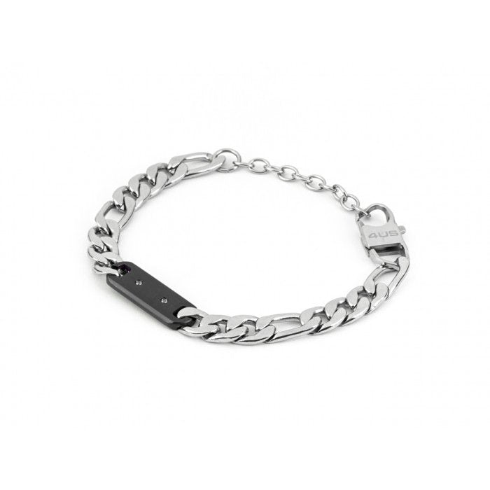 Bracciale maglia larga piatta con inserto nero