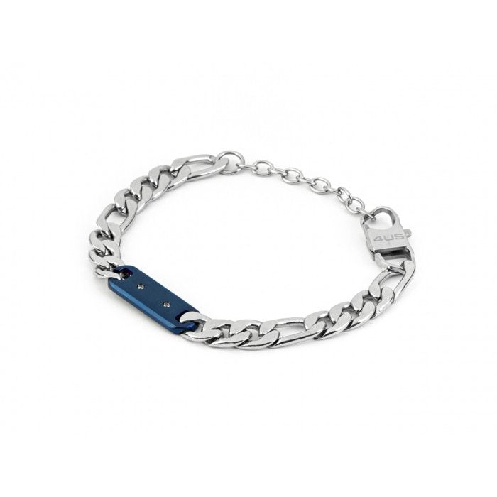 Bracciale maglia larga piatta con inserto blu