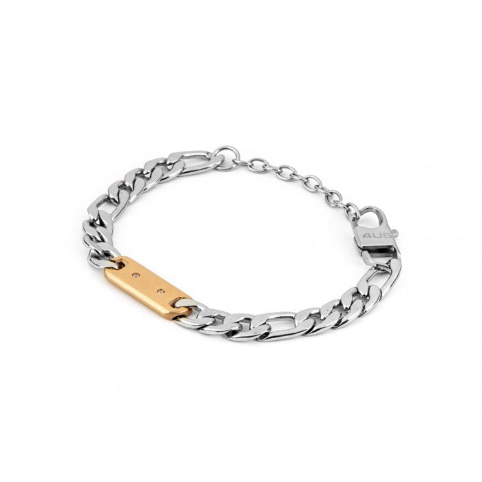 Bracciale maglia larga piatta con inserto rose