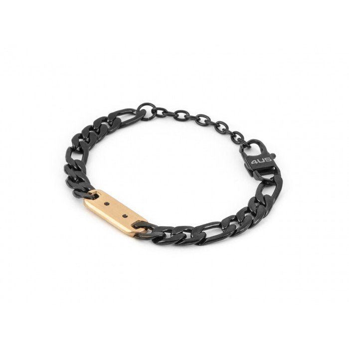 Bracciale brunito maglia larga piatta con inserto rose