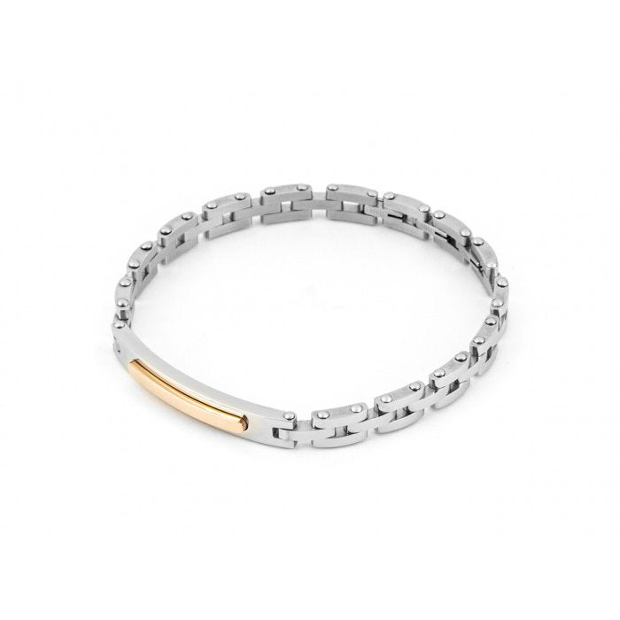 Bracciale acciaio con piastra centrale inserto pvd rose
