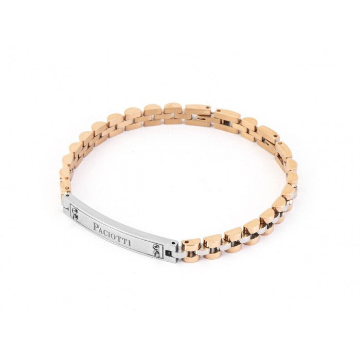 Bracciale rose con inserti e piastra centrale acciaio