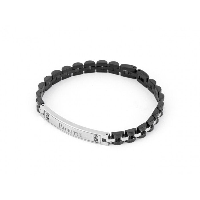 Bracciale brunito con inserti e piastra centrale acciaio