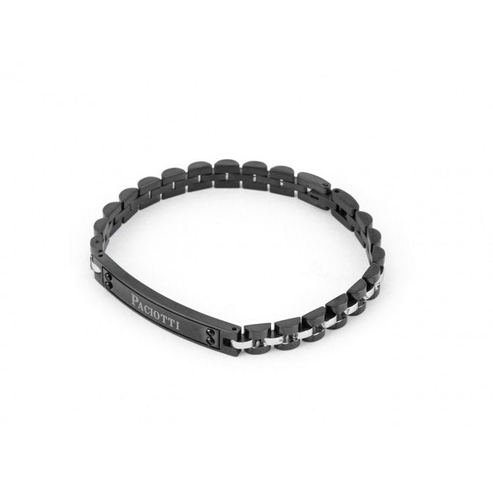 Bracciale brunito con inserti acciaio