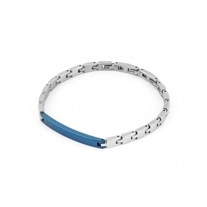 Bracciale maglia stretta piastra centrale pvd blu