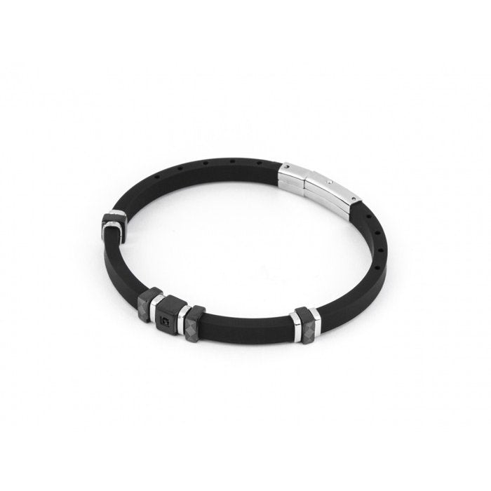 Bracciale caucciù con inserti pvd nero