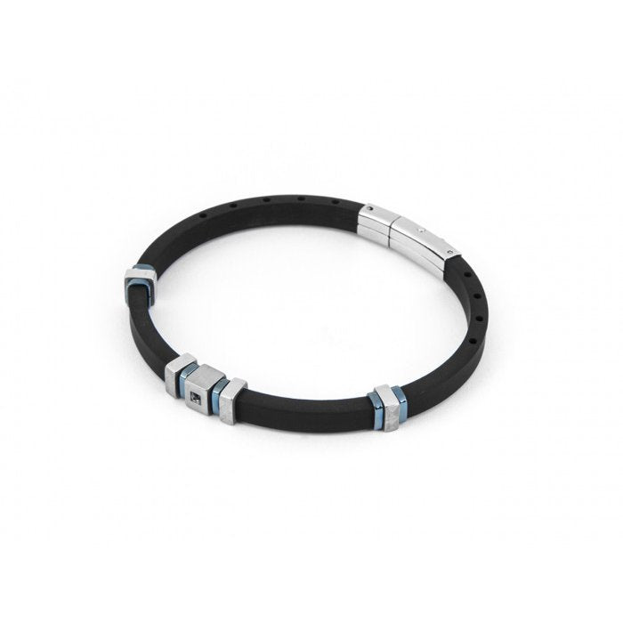 Bracciale caucciù con inserti pvd blu