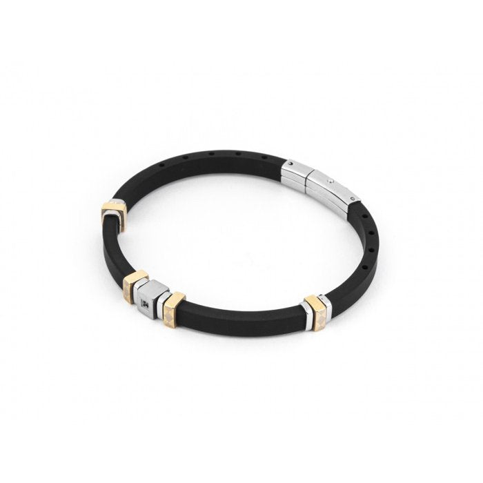 Bracciale caucciù con inserti pvd rose gold