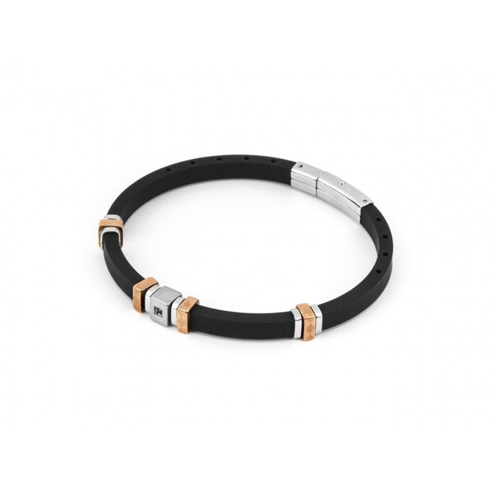 Bracciale caucciù con inserti pvd rose