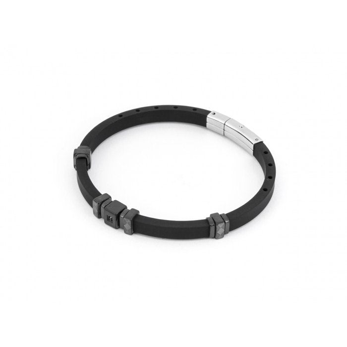 Bracciale caucciù con inserti pvd nero