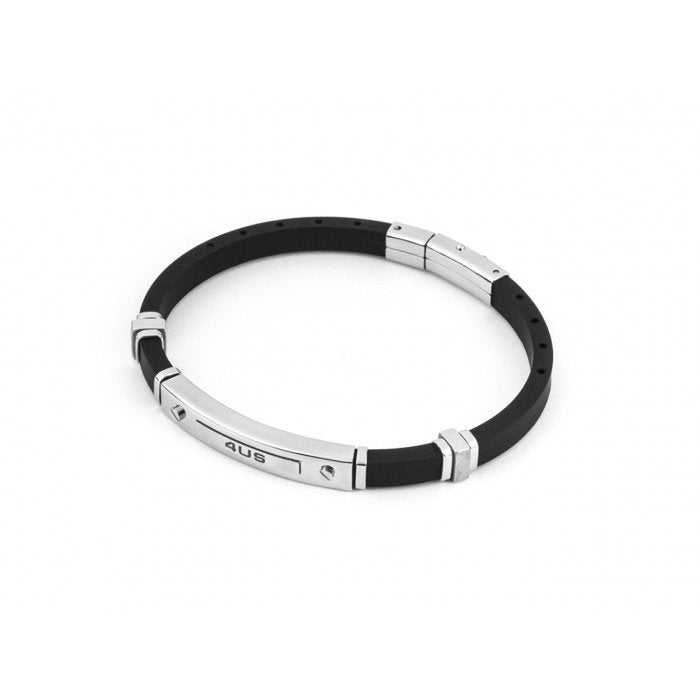 Bracciale caucciù con piastra centrale e inserti